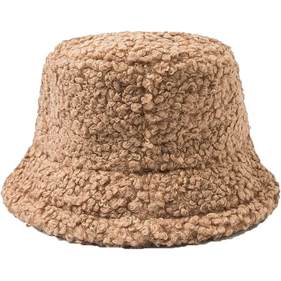 CoCopeaunts Bucket Hat for Womens Solid Color Lambs Fisherman Hat Cute Girls Outdoor Casual Winter Comfort Warm Fisherman Cap