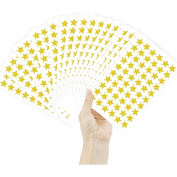 ZHUYING 1620 PCS Gold Star Stickers, 30 Sheets Holographic Star Sticker for Kids Reward, Foil Stars Stickers, Small Mini Stars Sticker for School Planner, Behavior Chart, Classroom Teacher Supplies