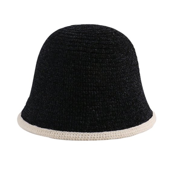 Women Winter Bucket Hat Fashion Knit Cloche Hat Solid Color Warm Crochet Cap