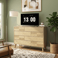 thumbnail image 2 of Danpinera Home 8-Drawer Double Dresser for Bedroom, 34" Tall Wood Chest & TV Stand with Fluted Panels, Natural Oak, 2 of 9