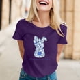 thumbnail image 2 of Alun Easter T Shirts for Women Cute Bunny Short Sleeve Tshirt Floral Rabbit Easter Festival Outfit Spring and Summer Soft Comfort Holiday Graphic Tee Tops 1-Purple S, 2 of 4