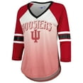 thumbnail image 2 of Women's G-III 4Her by Carl Banks White/Crimson Indiana Hoosiers Lead Off Ombre Raglan 3/4-Sleeve V-Neck T-Shirt, 2 of 3