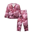 thumbnail image 1 of Balery Pink Glitter Heart Candy Conjunto de Pijama con Estampado para Mujer, Conjunto de Dos Piezas con Manga Larga, Ropa de Dormir Suave con Bolsillos, Pijamas Cómodos-Small, 1 of 7