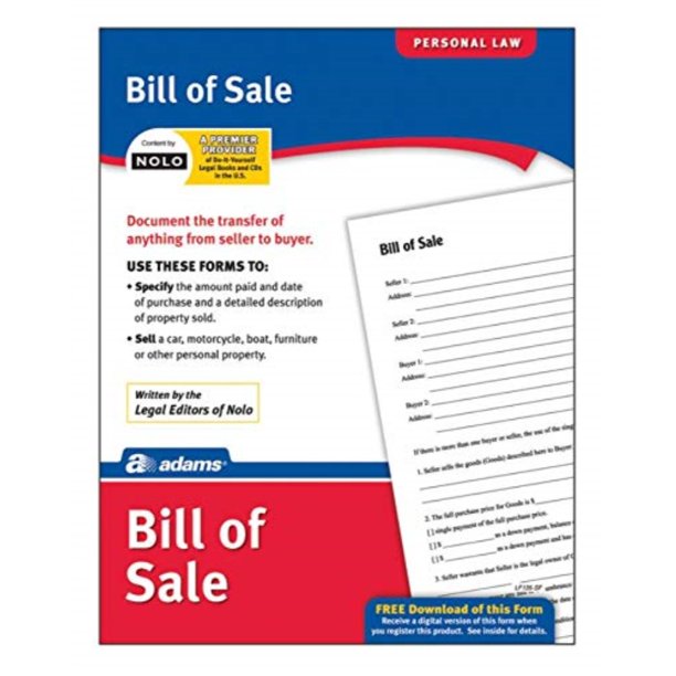 adams bill of sale, forms and instructions (lf135) - Walmart.com