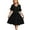 Black, variant on Women's Swiss Dot Ruffled V Neck Tiered Dress with Sheer Overlay 100% Polyester Fabric for Elegant Occasion Party