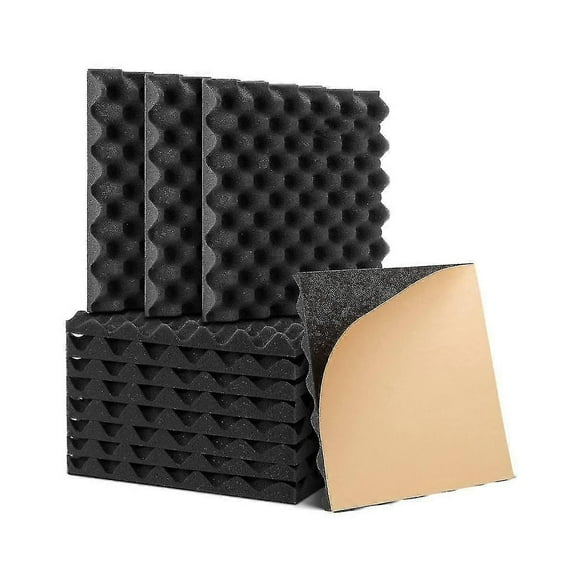 12 Pack Self-adhesive Sound Proof Foam Panels, High Density Soundproof Wall Panels Egg Crate Sound