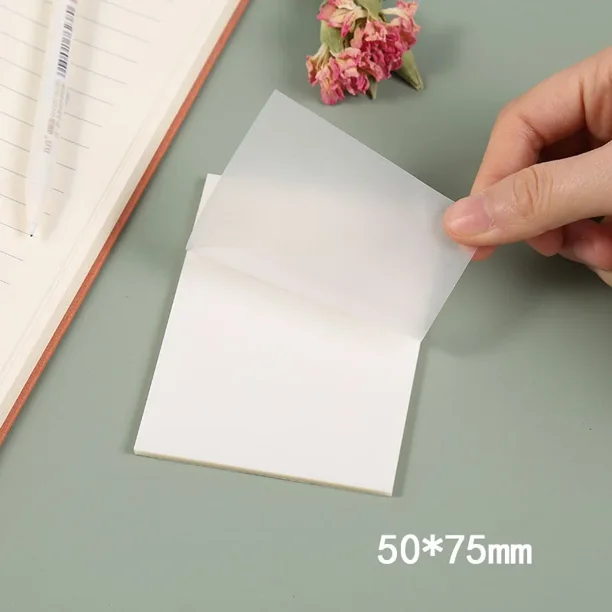 Bloc de notas adhesivas transparentes, pegatinas de raspado, papel de notas, papelería escolar, suministros de oficina, 100 hojas