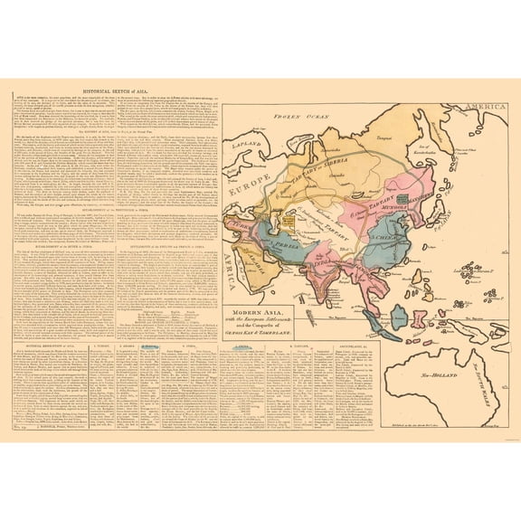 Historic Map - Asia - Le Sage 1801 - Vintage Wall Art