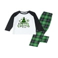 thumbnail image 4 of Family Matching Christmas Pajamas Set   Tree Letter Print  Neck Long Sleeve Tops Plaid Long Pants for Parents Kids, 4 of 7