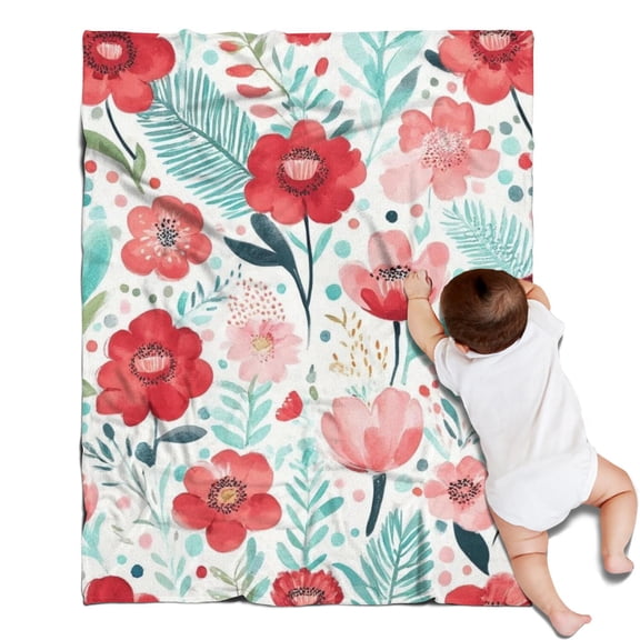 Pioneer Flower Floral Print Pattern Blanket,Comfortable Soft Flannel Throw Blanket,All Season,Warm Lightweight Blankets for Sofa Bed Couch Living Room Chair,30"x40"