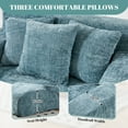 thumbnail image 4 of Boneless Furniture for Adults - Blue Chenille Lounging Sofa with 3 Back Pillows, Ultra Soft Memory Foam, Modern Design for Living Room & Bedroom, No Assembly Cloud Couch, Relaxation & Family Time, 4 of 8