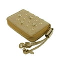 thumbnail image 4 of Pre-Owned JIMMY CHOO Nelly coin purse with card compartments, round star studs, gold,... (Good), 4 of 17