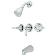 thumbnail image 1 of Kingston Brass KB231PL Tub & Shower Faucet with 3 Handles, Chrome, 1 of 2