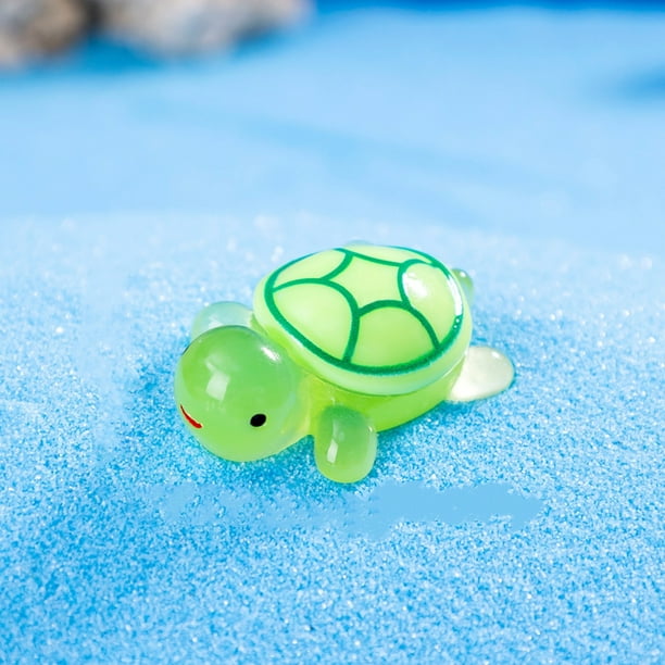Adornos de tortugas luminosas pequeñas Adornos de resina para escritorio con forma de tortuga pequeña