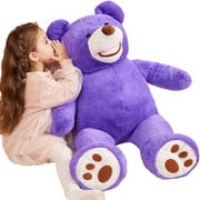 IKASA Giant Teddy Bear Stuffed Animal Plush Toy,Large Jumbo 39" Purple Huge Cute Soft Toys,Big Size Fluffy Plushy Fat Oversized Plushie,Gifts for Kids Girls Boys Girlfriend Children
