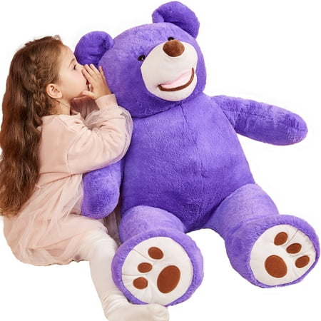 IKASA Giant Teddy Bear Stuffed Animal Plush Toy,Large Jumbo 39" Purple Huge Cute Soft Toys,Big Size Fluffy Plushy Fat Oversized Plushie,Gifts for Kids Girls Boys Girlfriend Children