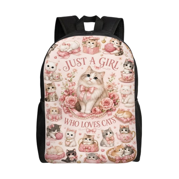 Cute Cat Backpack Full Front Print Travel Laptop Bag for Men and Women