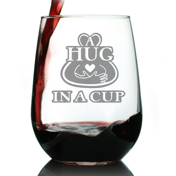 Bevvee Stemless Wine Glass 17 oz Hug In A Cup Wine Lover Gifts Wine Glasses