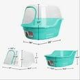 Petfamily Extra Large Cat Litter Box, Color Teal, Jumbo Hooded, 24.8 x