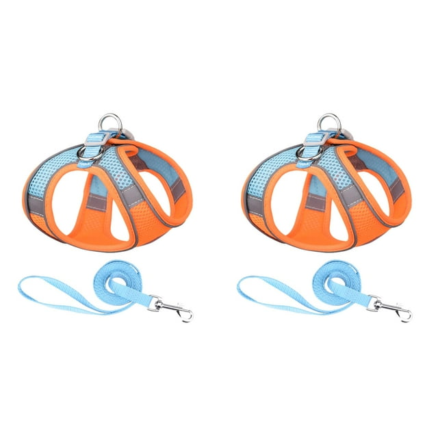 (2-Pack) Rinsvye Soft Mesh Dog Harness Plaid Dog Bed Medium and Leash Set for Walking Summer Step in Light Rope Halter Vest Harness Reflective Bands Adjustable No Pull Pet Supplies for Small Dogs an