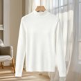 thumbnail image 5 of Women's Mock Neck Long Sleeve Knit Sweater Ghalytn Casual Fine-Knit Pullover Top with Ribbed Trim, 5 of 5