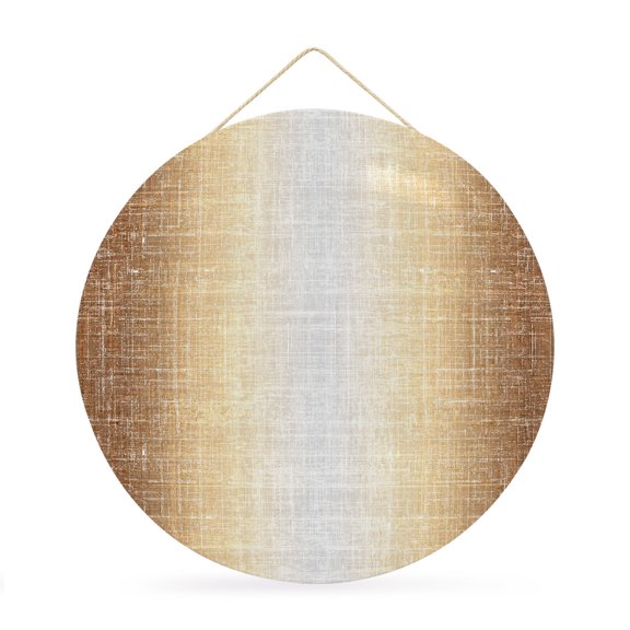Welcome Sign for Front Door, Khaki Brown Round Metal Wall Art Wreaths, Vintage Ombre Solid Color Minimalist Farmhouse Outdoor Indoor Wall Hanging Sign for Porch Decor Housewarming Gifts 11.8 Inch