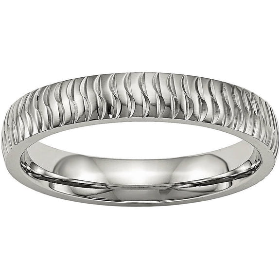 Stainless Steel Polished Textured Ring