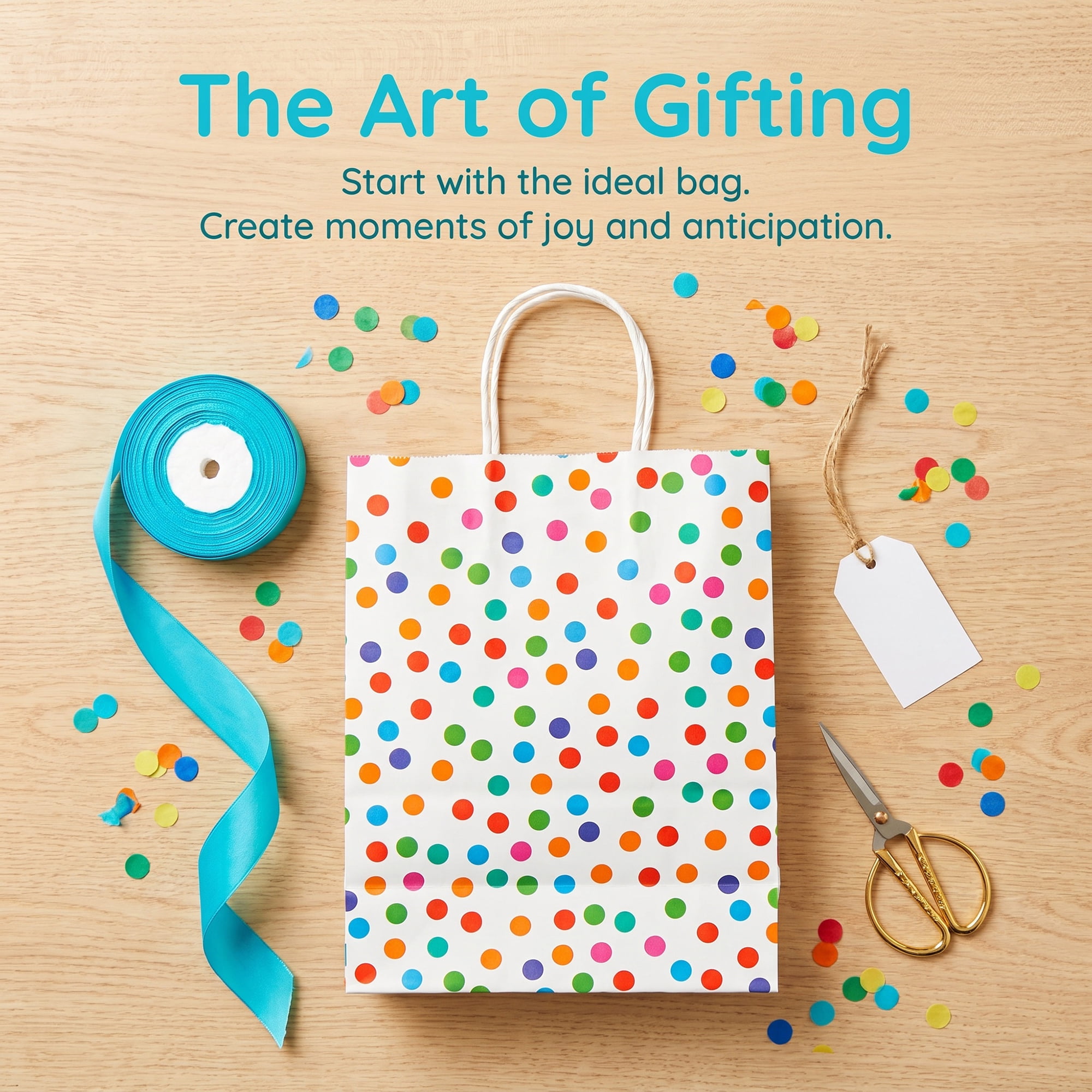 Unique Bargains 6Pcs Creamy Aesthetic Gift Bags with Handles Dot 5.9" x 3.1" x 8.3"