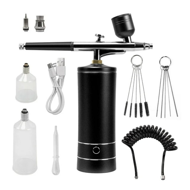 Kit d'Aérographe Portable Rechargeable avec Compresseur Mini Pulvérisateur Sans Fil pour Manucure Art Gâteau Peinture Maquillage, Réglable