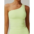 thumbnail image 2 of Women'S One Shoulder Tank Tops Sleeveless Slim Fit Cropped Tee Shirt Y2k Tops Light Yellow Green S, 2 of 8