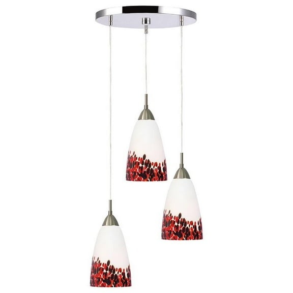 Woodbridge Lighting Art Glass 3-Light Pendant in Hiatus/Satin Nickel