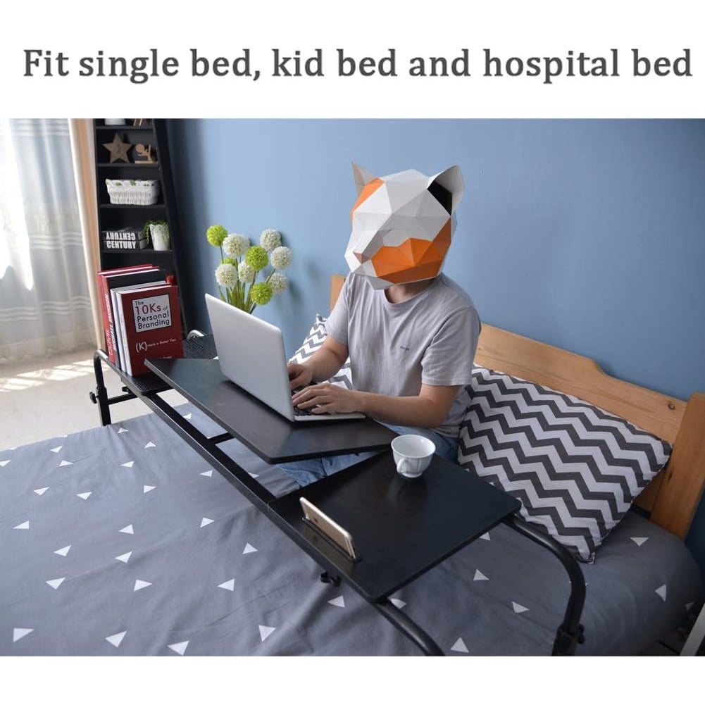 Liftable Standing Desk,  Adjustable Height Over The Bed Table, Mobile Cart Table, Portable Rolling Desk Small Computer Desk For Home Office School