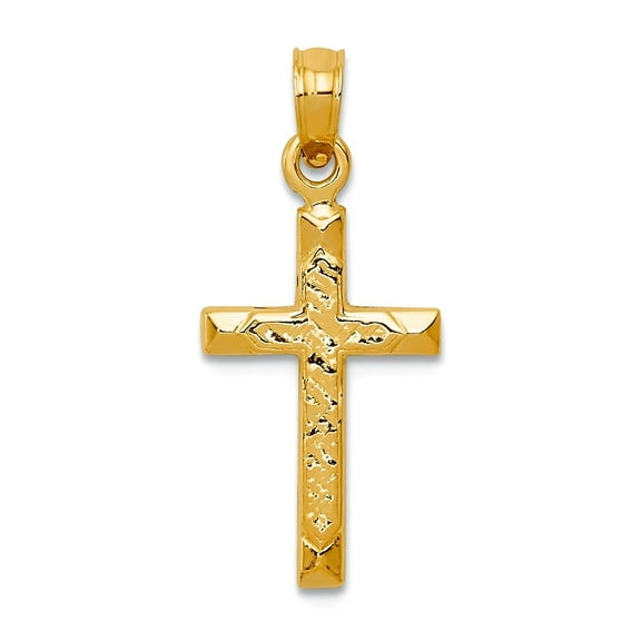11mm 14k Solid Yellow Gold Polished Religious Faith Cross Pendant Necklace Pendant for Women