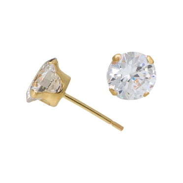 Brilliance Fine Women's 10kt Yellow Gold 5mm Round Cubic Zirconia Stud Earrings