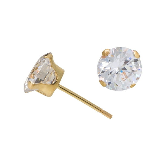 Brilliance Fine Women's 10kt Yellow Gold 5mm Round Cubic Zirconia Stud Earrings
