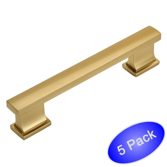 5 Pack - Cosmas 702-3.5GC Gold Champagne Contemporary Cabinet Hardware Handle Pull - 3-1/2" Inch (89mm) Hole Centers