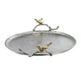 thumbnail image 4 of 21 Inch Decorative Tray Set of 2, Perched Birds Silver Metal, Large, 4 of 5