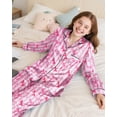 thumbnail image 4 of Girls Pajamas Silk PJS Set Satin Sleepwear Long Sleeve Jammies for Kids Button-Down Nightwear Loungewear 3-16 Years, 4 of 7