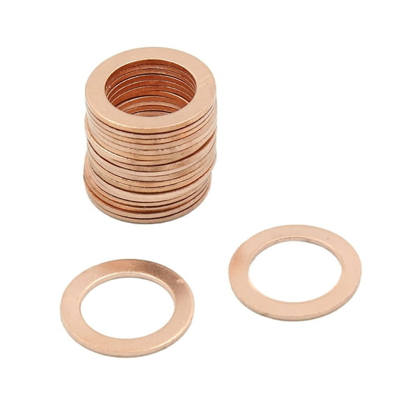 14mm Inner Dia Copper Flat Washers Car Engine Metric Gaskets Rings 20pcs