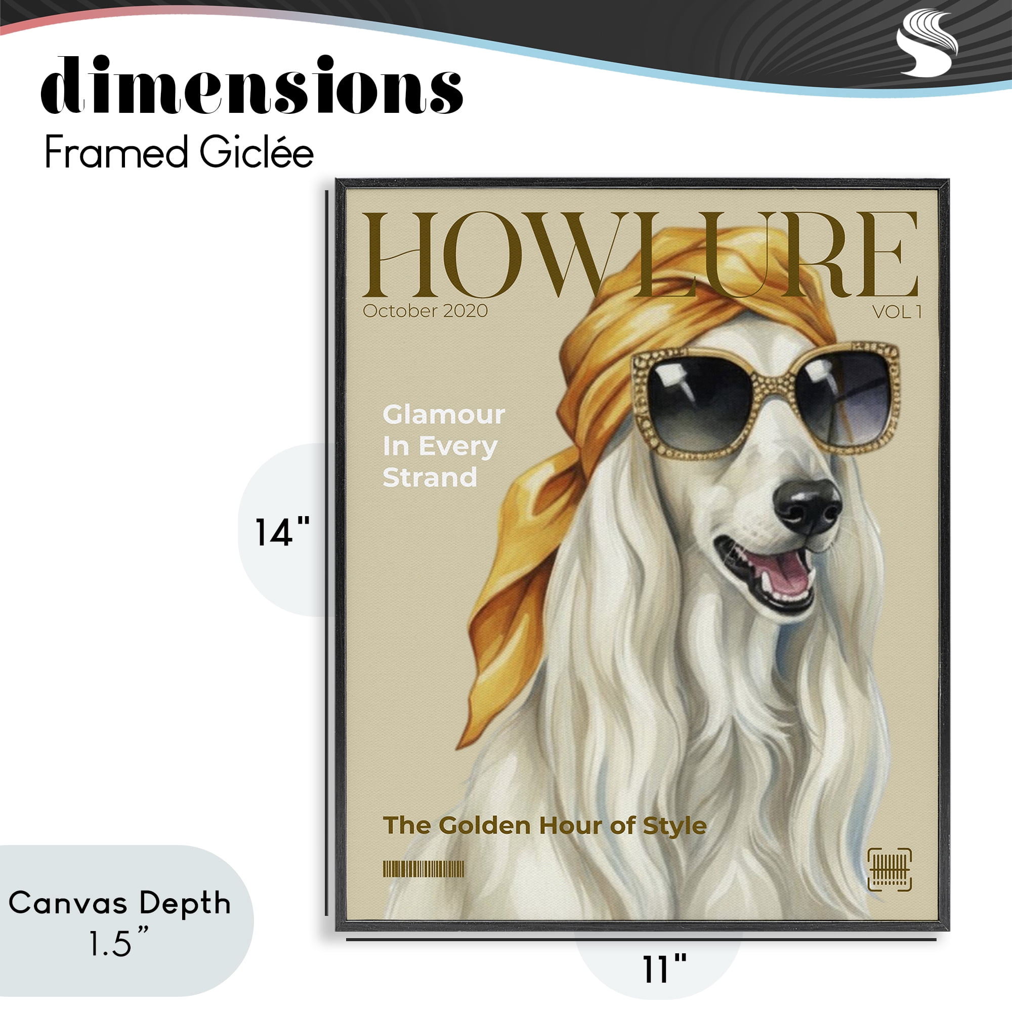 Stupell Industries Howlure Dog Fashion Magazine Black Framed Giclee Art, design by A Barefoot Stylist