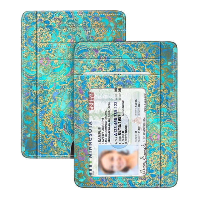 Tarjetero Fintie Slim minimalista con bloqueo RFID azul