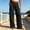 Black, variant on Women's High Rise Sweatpants - Elastic Wide Leg Solid Waistband Everyday