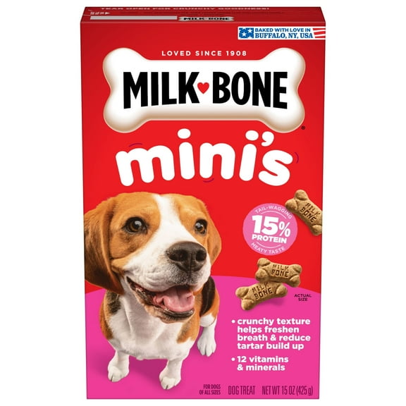 Milk Bone Mini’s Original Biscuits, Mini Dog Treats, 15 oz Box