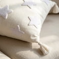 thumbnail image 3 of Fuebueo 18" White Star Throw Pillow with Tassels, Textured Cream Square Decorative Cushion for Sofa Bed Office, Boho Accent Pillow, 3 of 8