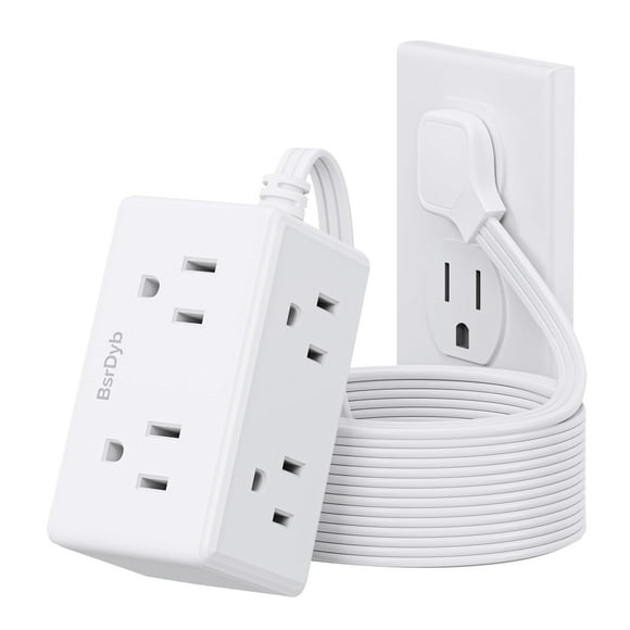 Cable de extensión Power Strip BSRDyB de 6 salidas y 10 pies, blanco ETL