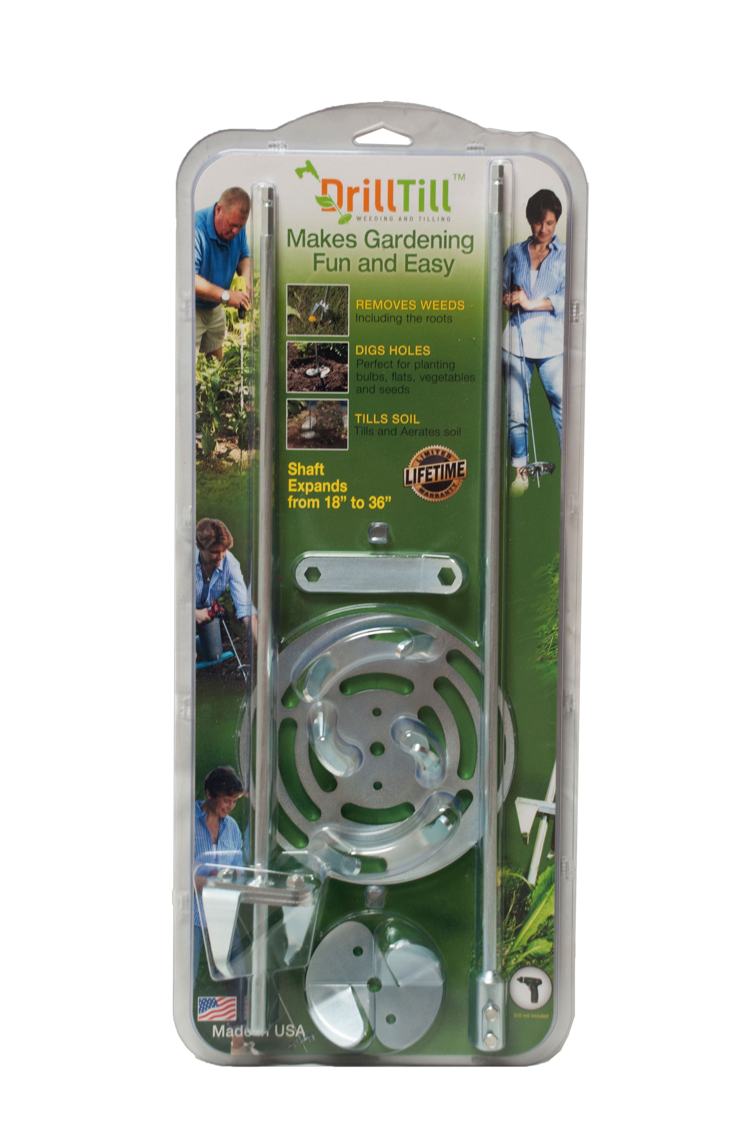 Gardening Tool Kit for Weeding Tilling /& Bulb Planting for Use w// Cordless Drill