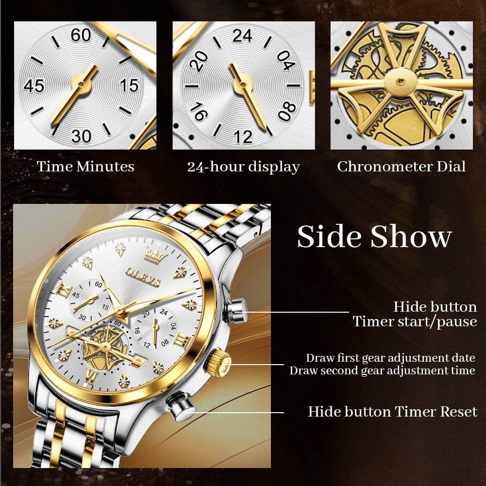 OLEVS Watches for Womens Business Luxury Casual Analog Quartz Diamond Stainless Steel Chronograph Waterproof Luminous ladies Watches Reloj Para Mujer Gold/White/Black/Blue