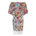 thumbnail image 4 of Otomi Fabric Mexico Art Women's Off The Shoulder Ruffles Summer Wedding Guest Loose Casual Party Beach Dress, 4 of 9