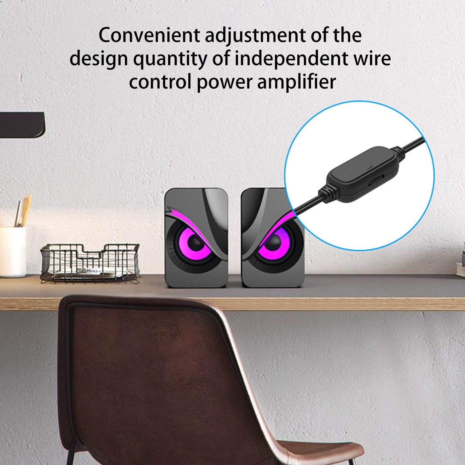 Nkmbld Home Audio Subwoofers Light Emitting Computer Speaker USB Mobile Phone Laptop Desktop Mini Speaker Hifi Stereo Sound Cable Subwoofer Computer Audio, Father's Day Gifts, Black