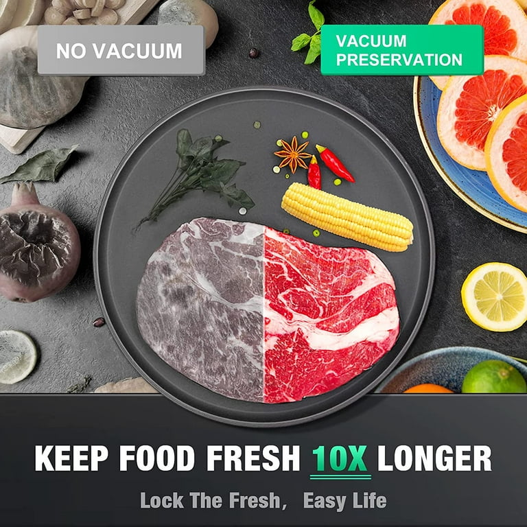 Toprime Vacuum Food Sealer Machine, 80kPa Powerful Sealing System Attached  Food Storage Container, Roll Bag Cutter, Sous Vide Bag and Hose, Dry 